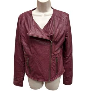 Pins & Needles faux leather moto jacket burgundy women’s medium